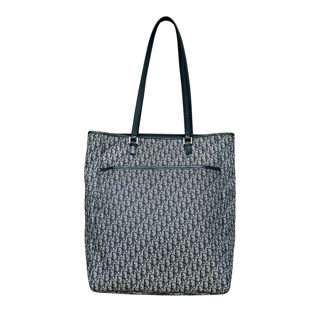 Dior blue oblique trotter tote bag authentic with COA 11x12x5
